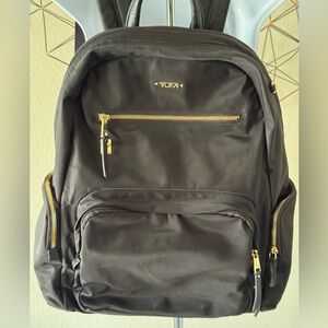 Tumi Black Backpack with Gold Hardware